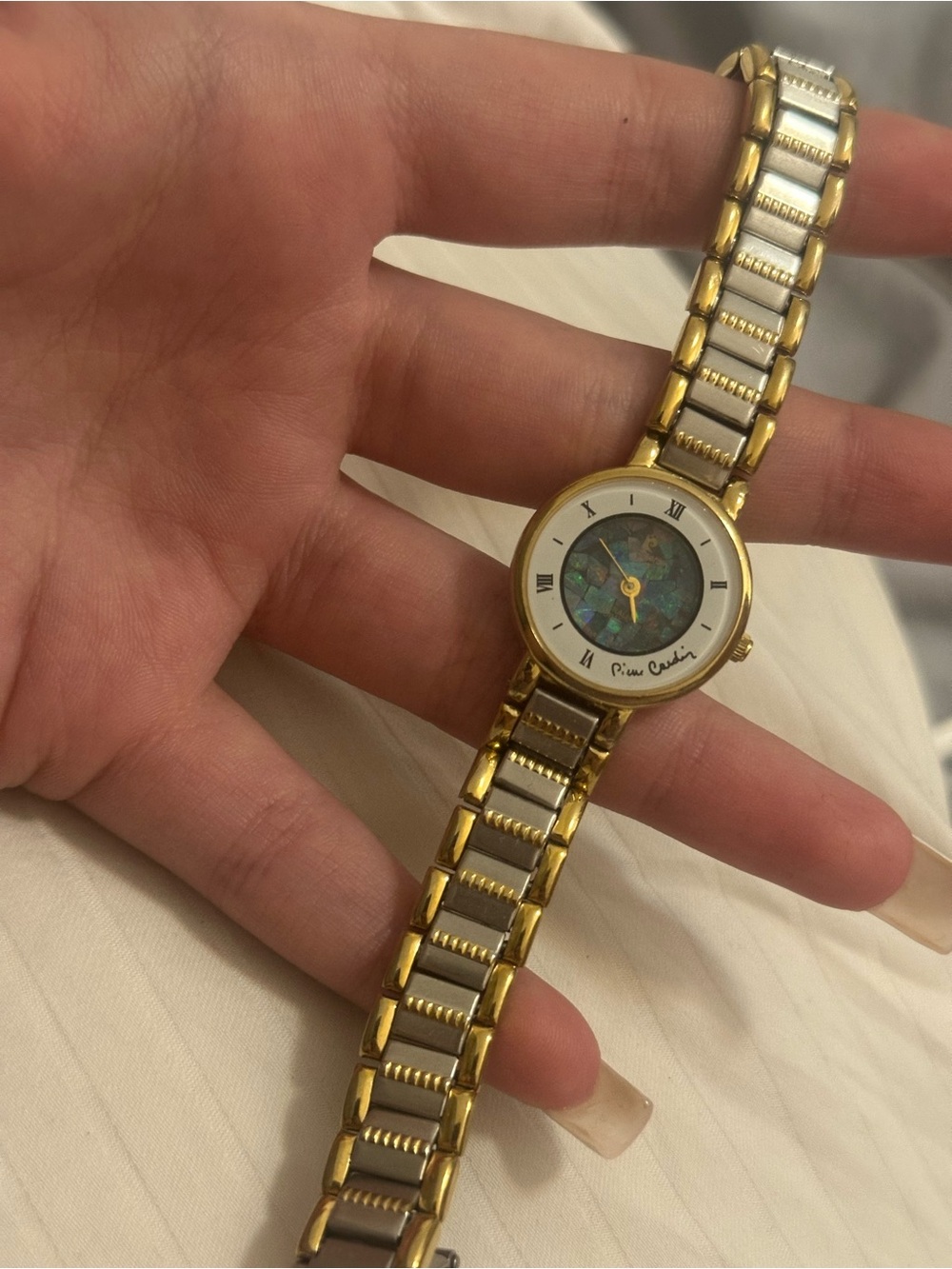 Pierre Cardin Gold and Silver Women's Bracelet Watch with Mother-of-Pearl Dial